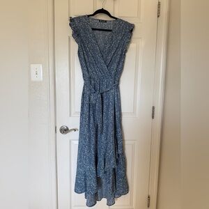 Blue Floral Wrap Dress